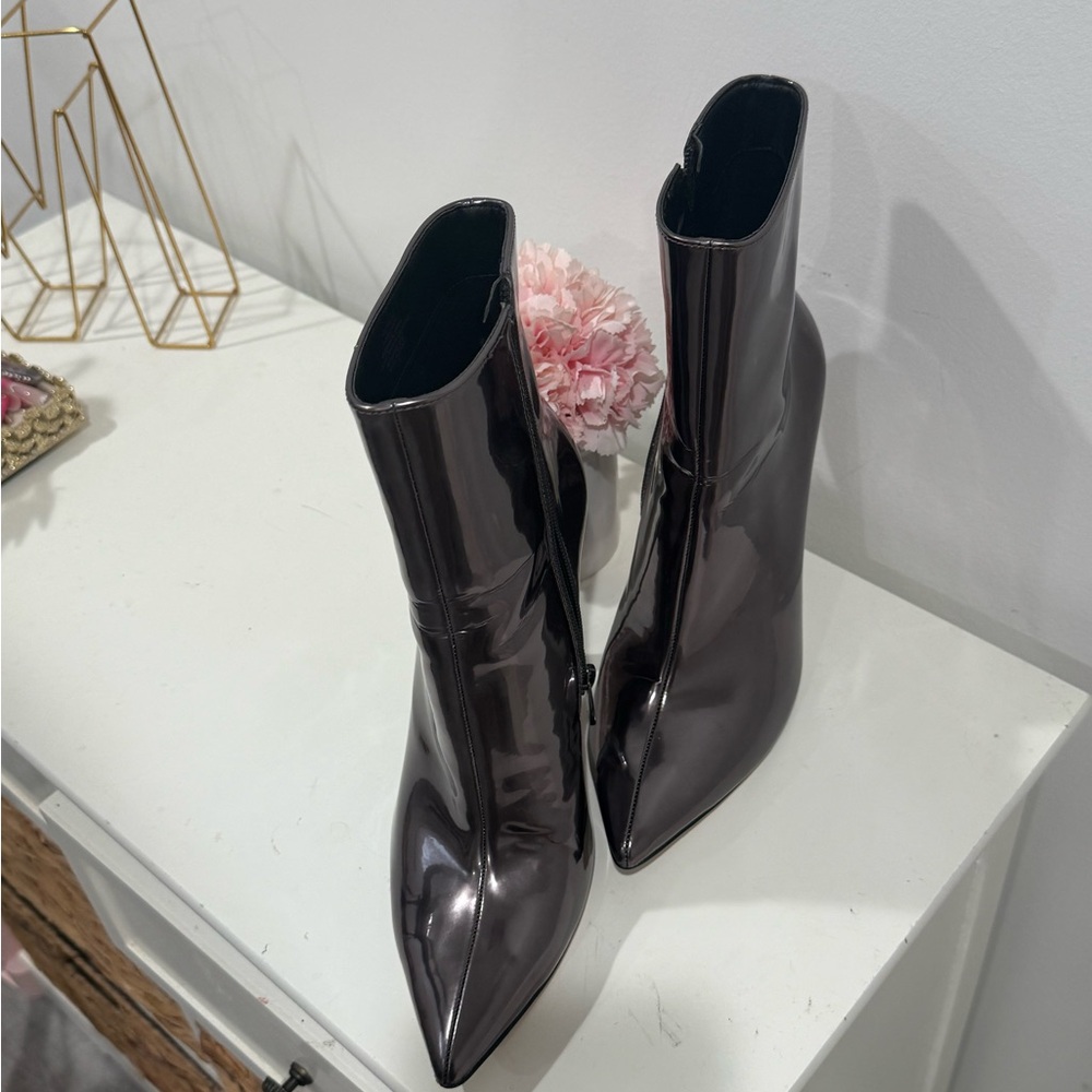 Metallic Pewter Ankle Boots